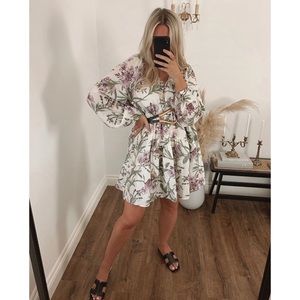 H&M A-Line Dress White/large Flowers